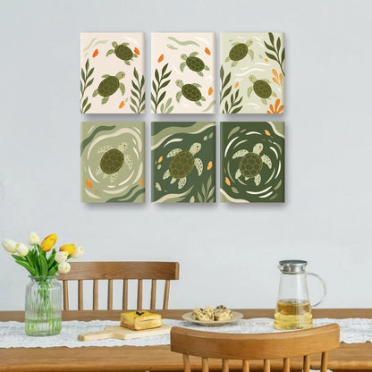 6 Mini Paintings - Baby Sea Turtle Set