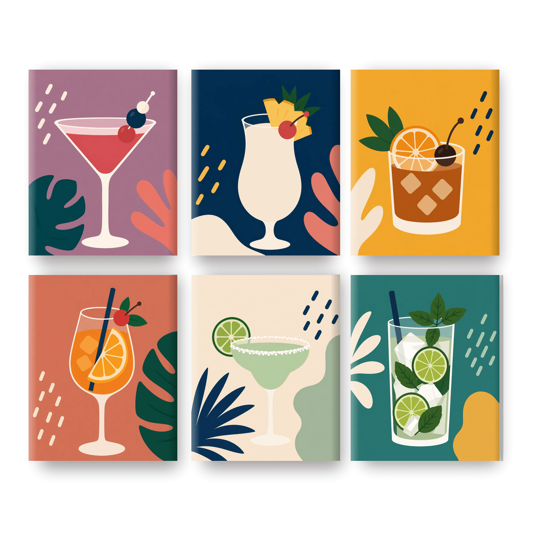 6 Mini Paintings - Cocktail Hour Set