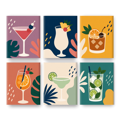 6 Mini Paintings - Cocktail Hour Set