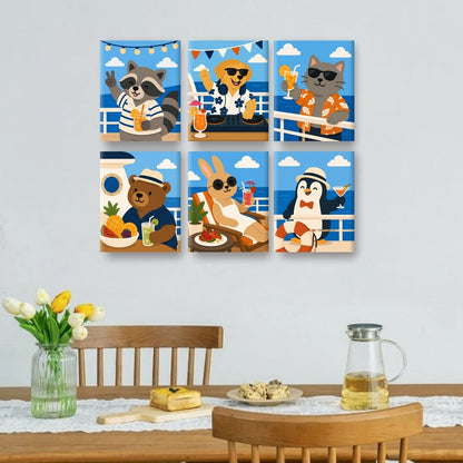6 Mini Paintings - Cruise Animals Set