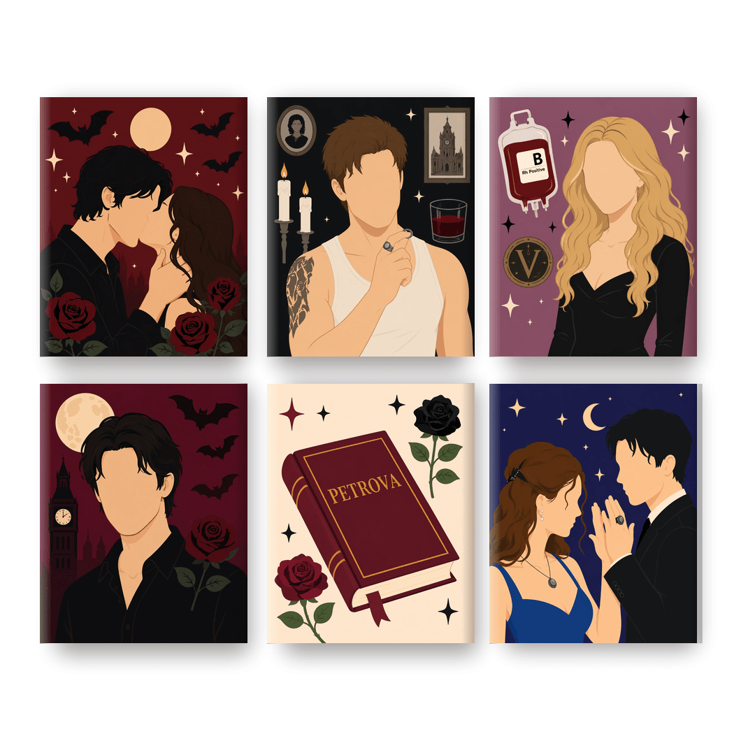 6 Mini Paintings - Vampire Romance Set - Paint by numbers
