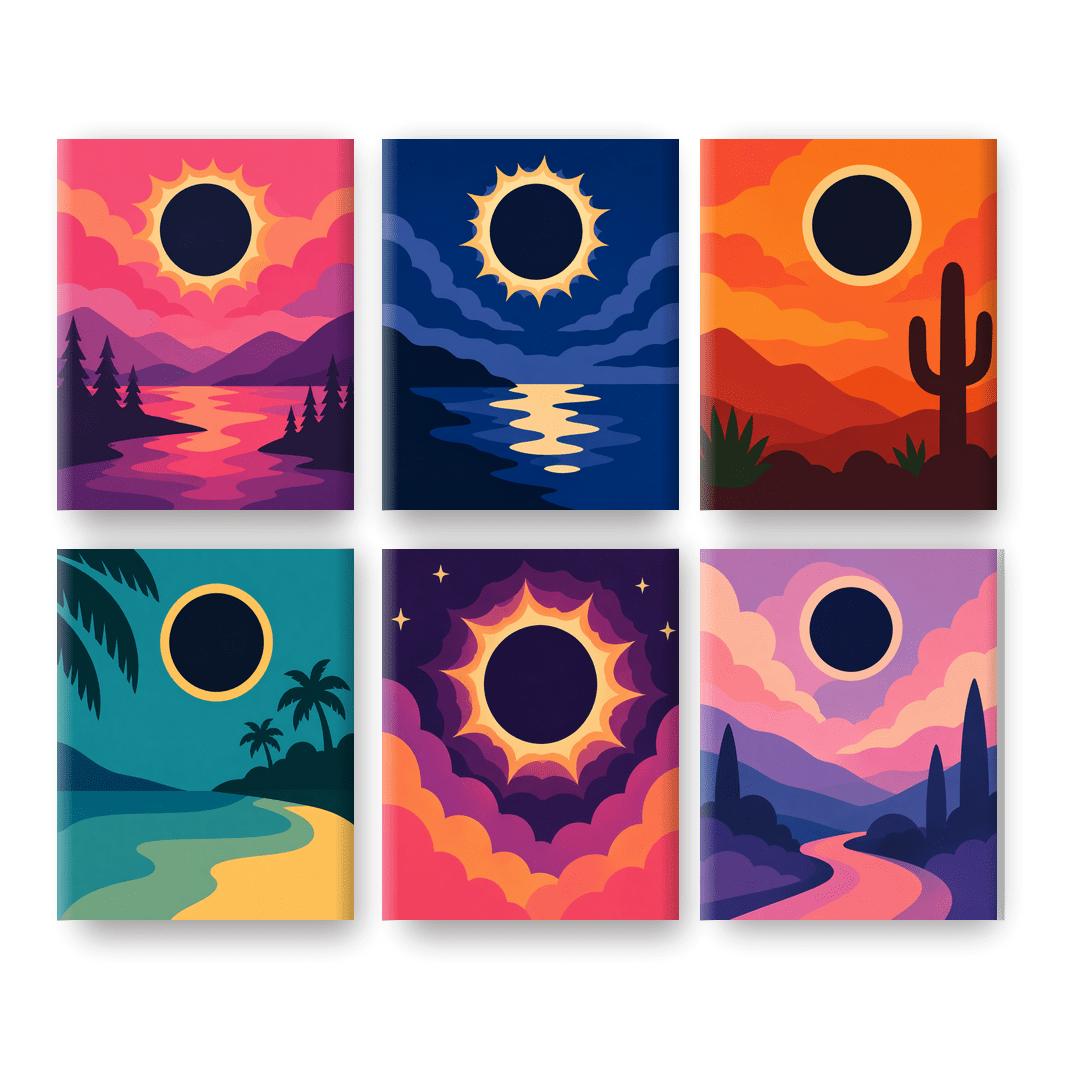 6 Mini Paintings - Eclipse Horizons Set - Paint by numbers