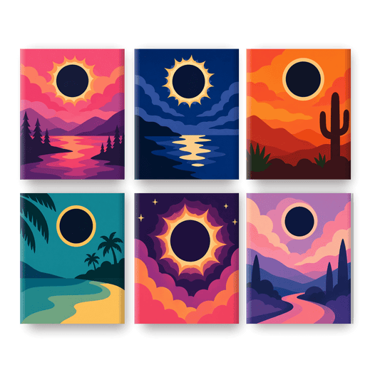 6 Mini Paintings - Eclipse Horizons Set - Paint by numbers