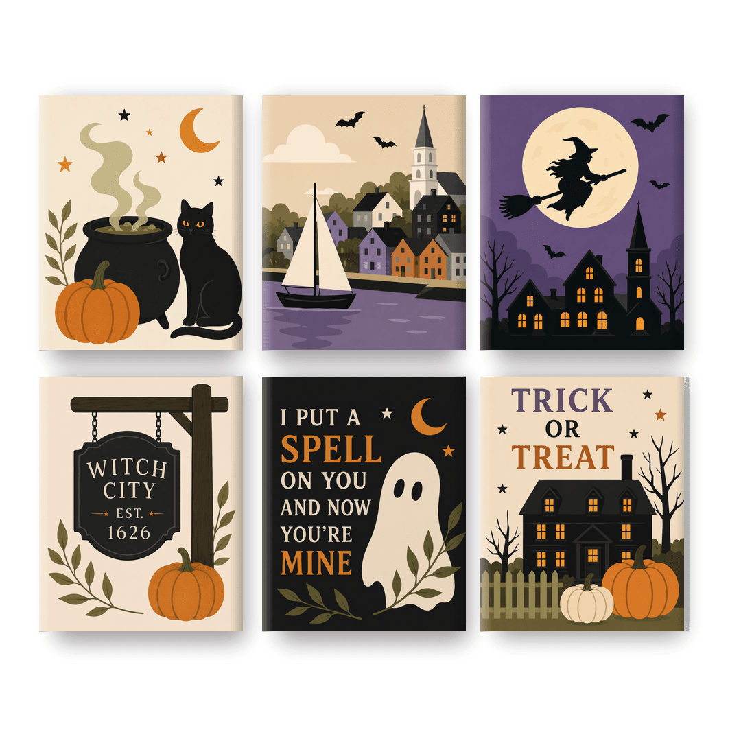 6 Mini Paintings - Spooky Salem Set - Paint by numbers