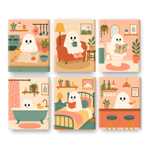 6 Mini Paintings - The Cute Ghost Set - Paint by numbers