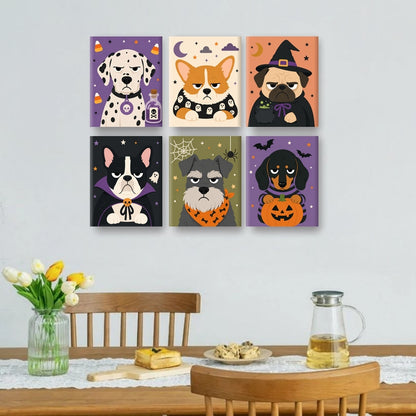 6 Mini Quadri - Set Cani di Halloween