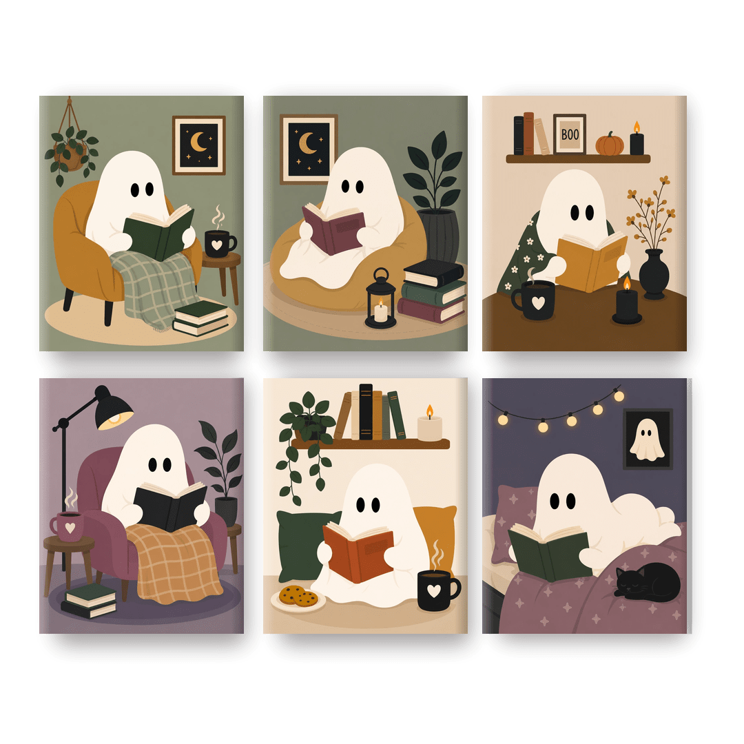 6 Mini Paintings - Reading Ghost Set - Paint by numbers