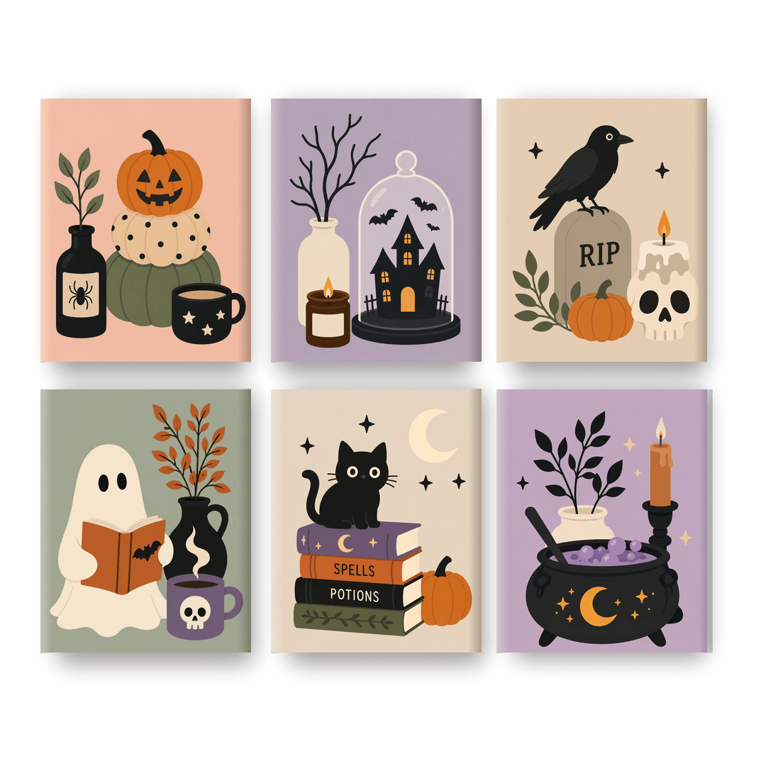 6 Mini Paintings - Spooky Vignette Set - Paint by numbers