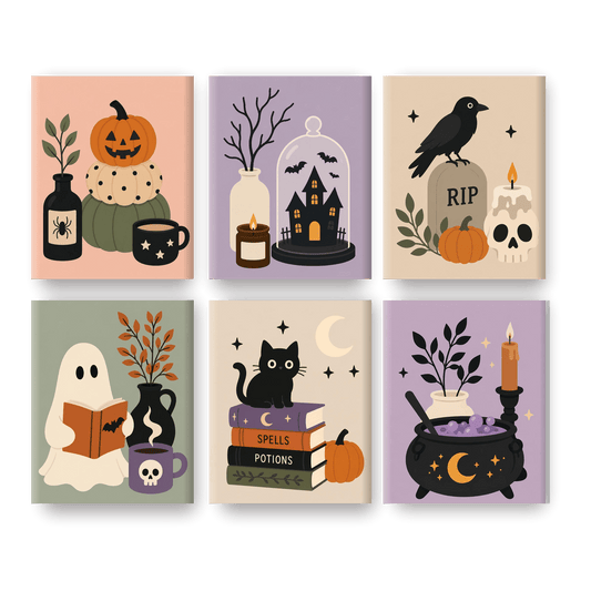 6 Mini Paintings - Spooky Vignette Set - Paint by numbers