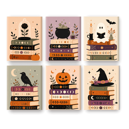 6 Mini Paintings - Halloween Books Set - Paint by numbers