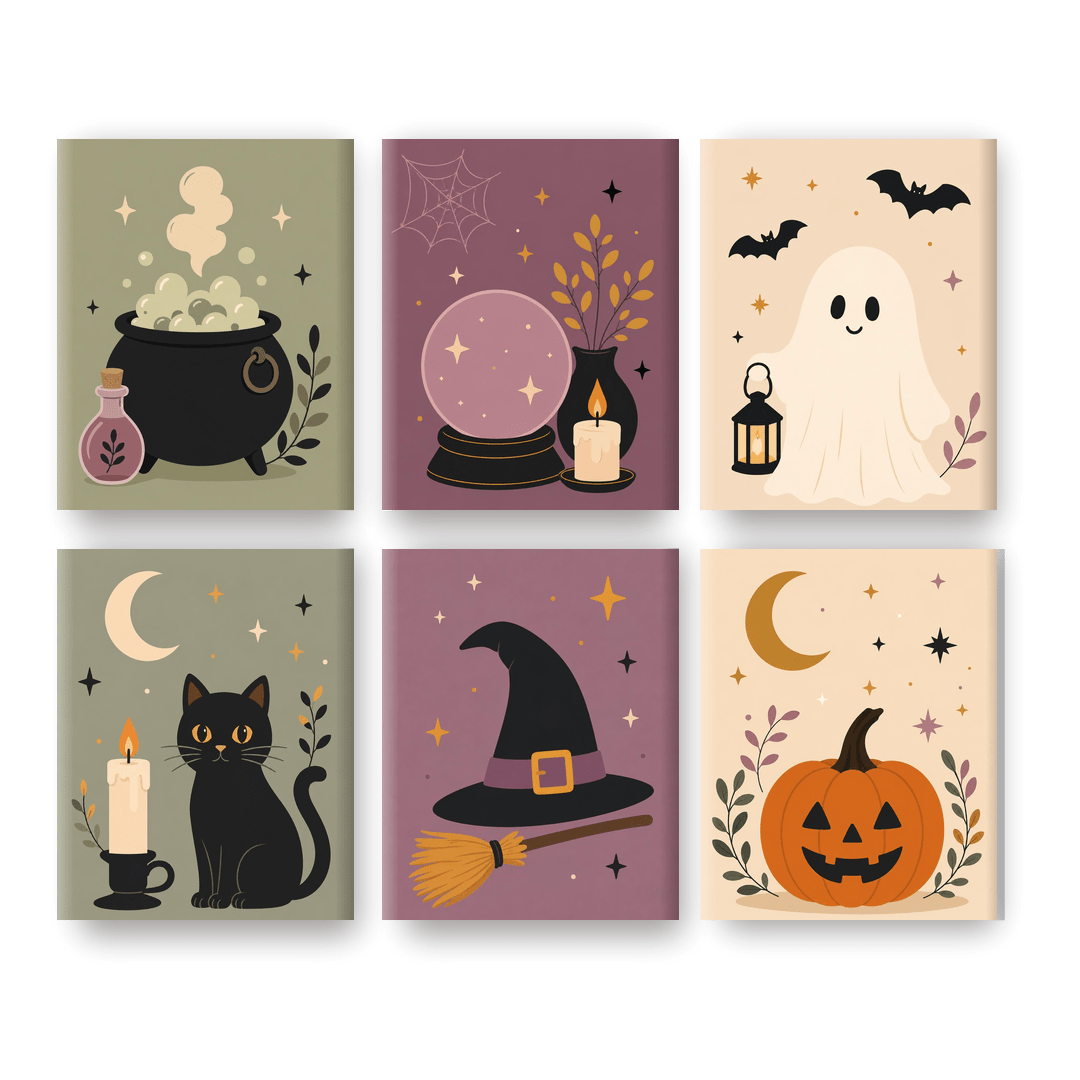 6 Mini Paintings - Witchy Icons Set - Paint by numbers