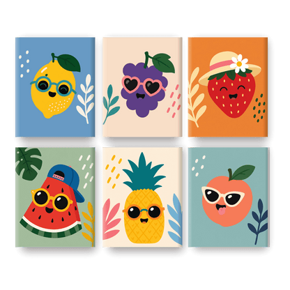 6 Mini Paintings - Cool Fruit Set - Paint by numbers
