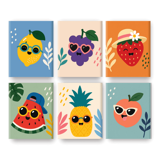 6 Mini Paintings - Cool Fruit Set - Paint by numbers