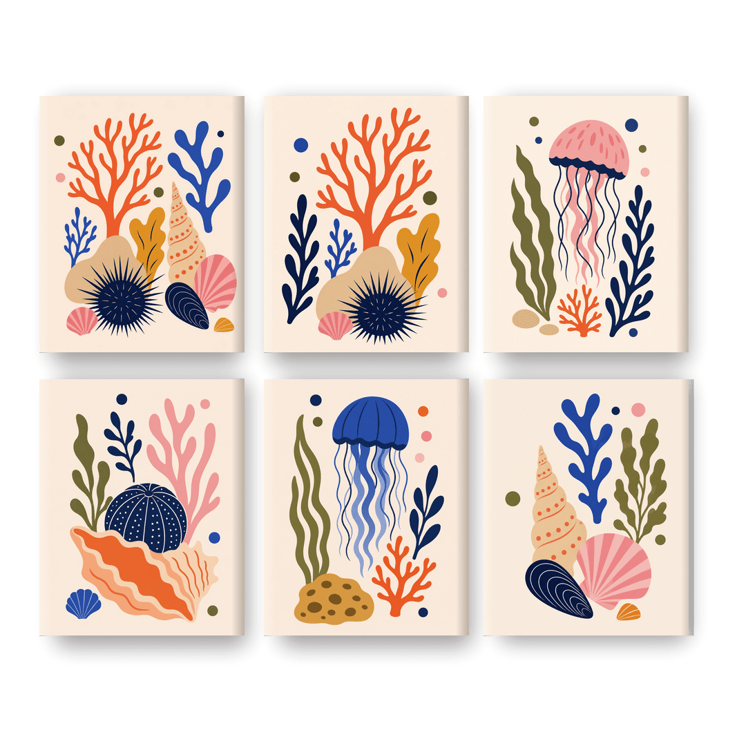 6 Mini Paintings - Bold Ocean Set - Paint by numbers