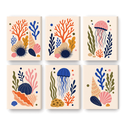 6 Mini Paintings - Bold Ocean Set - Paint by numbers