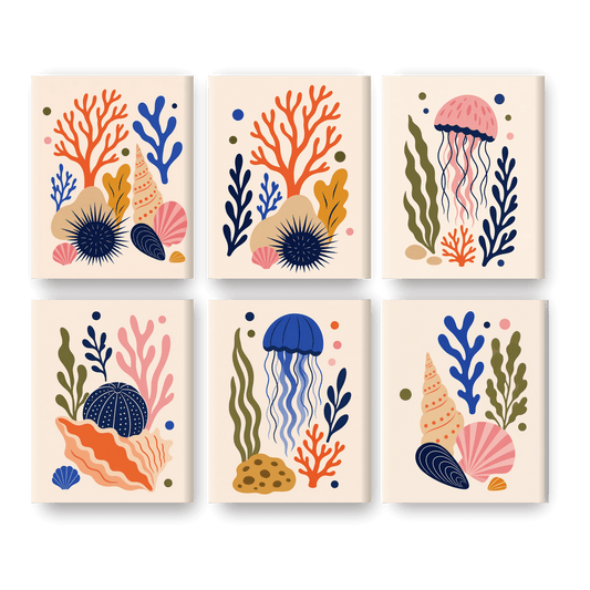 6 Mini Paintings - Bold Ocean Set - Paint by numbers