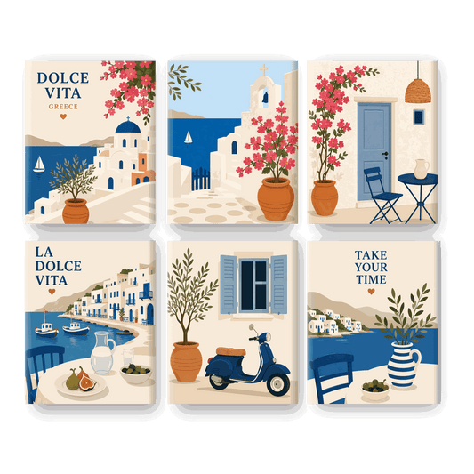 6 Mini Paintings - Greek Escape Set - Paint by numbers