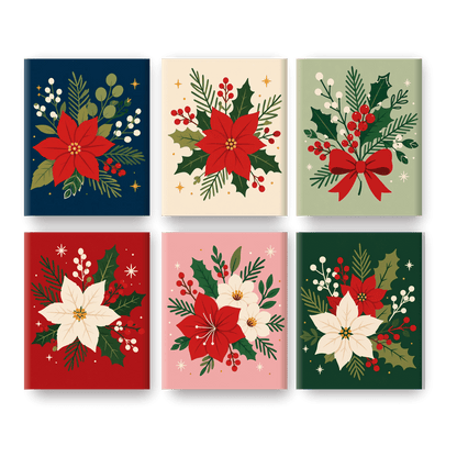 6 Mini Paintings - Poinsettia Flower Set - Paint by numbers