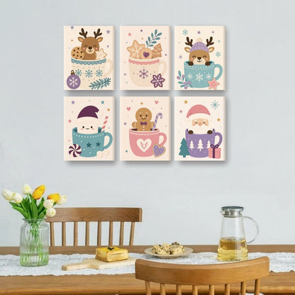 6 Mini Quadri - Set Natale nelle Tazze