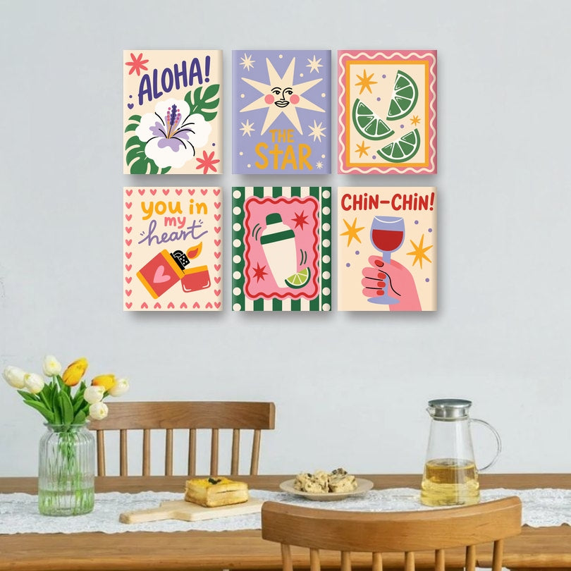 6 Mini Paintings - Aloha Darling Set
