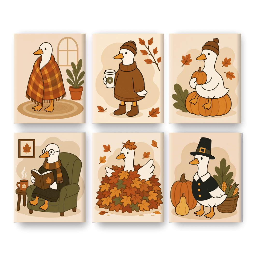 6 Mini Paintings - Autumn Goose Days Set - Paint by numbers