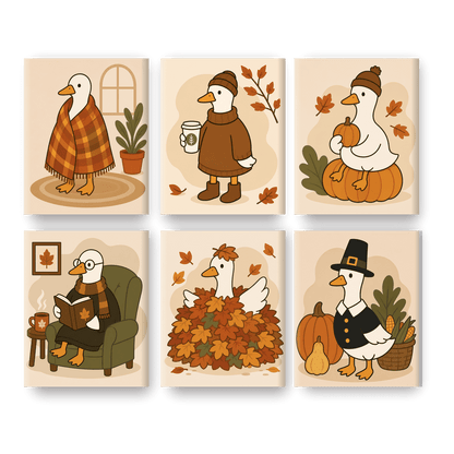 6 Mini Paintings - Autumn Goose Days Set - Paint by numbers