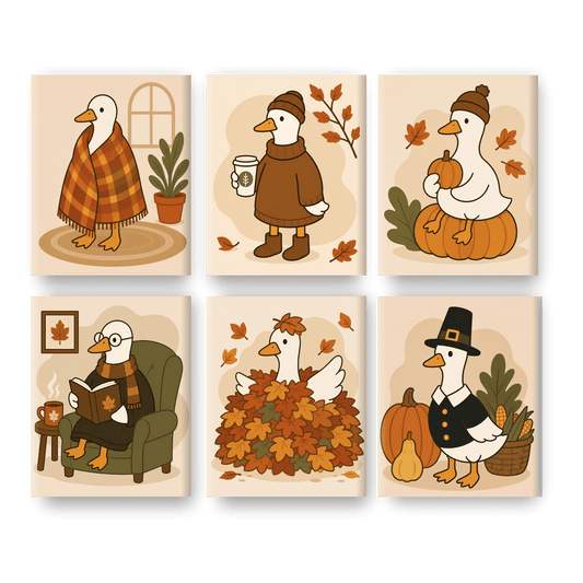 6 Mini Paintings - Autumn Goose Days Set - Paint by numbers
