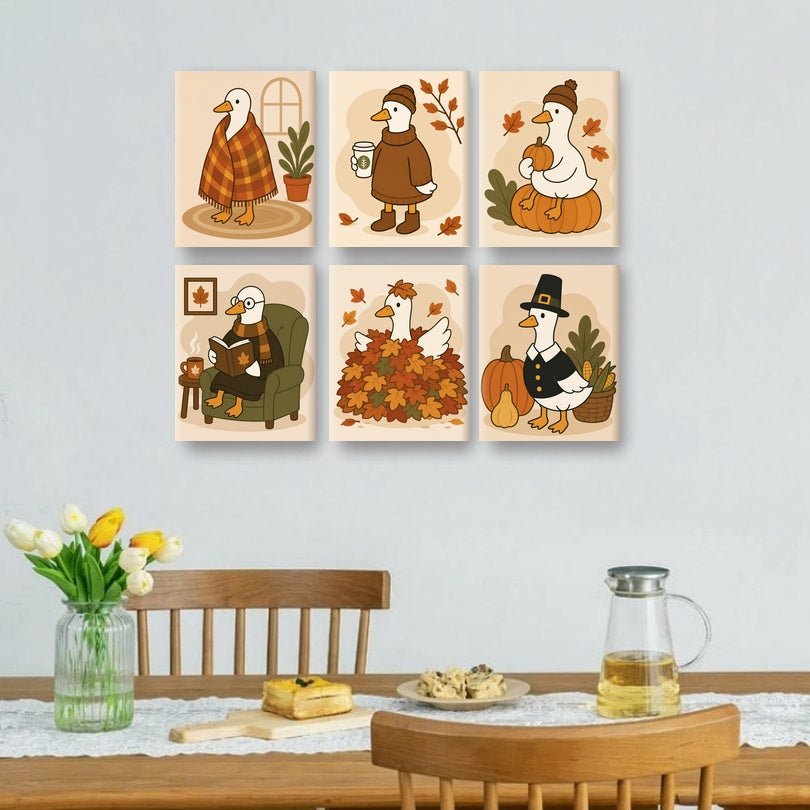 6 Mini Paintings - Autumn Goose Days Set