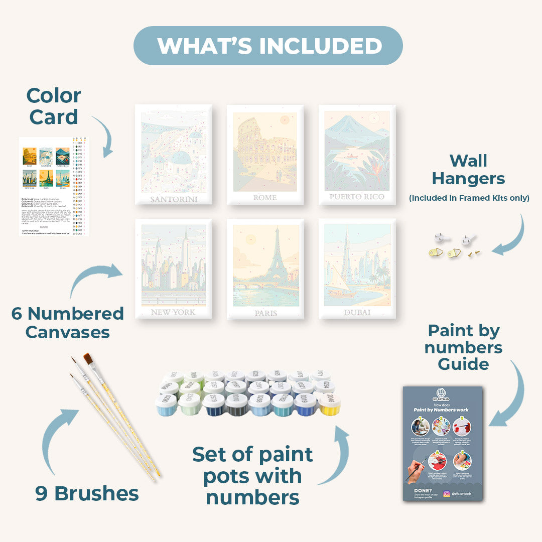 6 Mini Paintings - World Trip Set