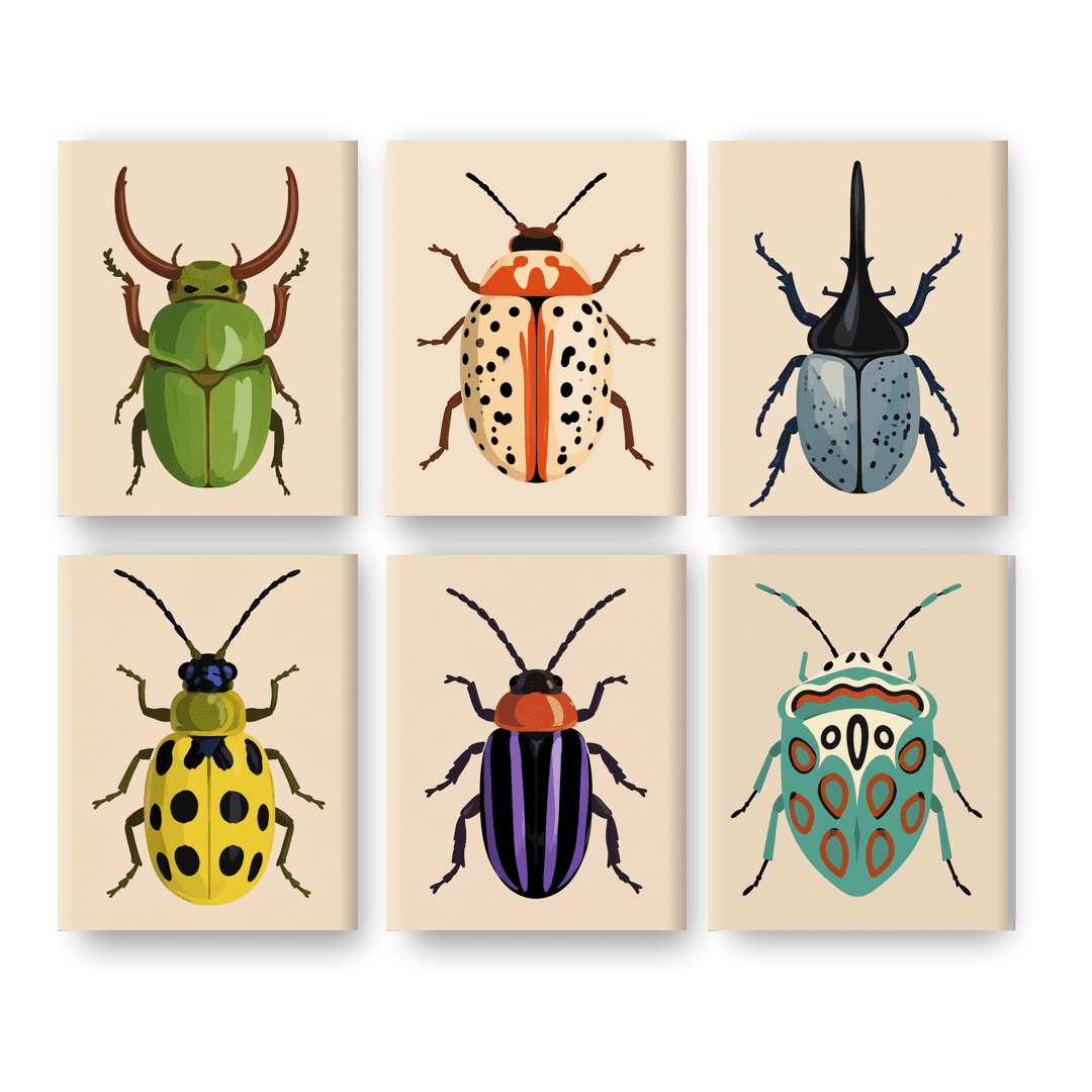 6 Mini Paintings - Beetle Collection Set - Paint by numbers