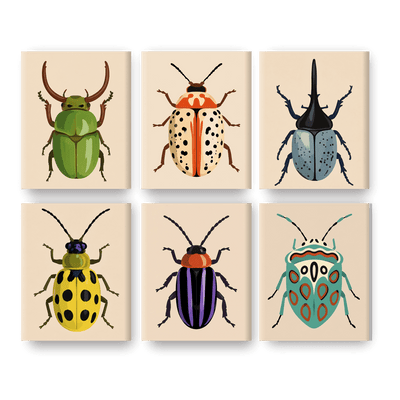 6 mini-peintures - Collection de scarabées