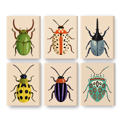 6 Mini Paintings - Beetle Collection Set - Paint by numbers