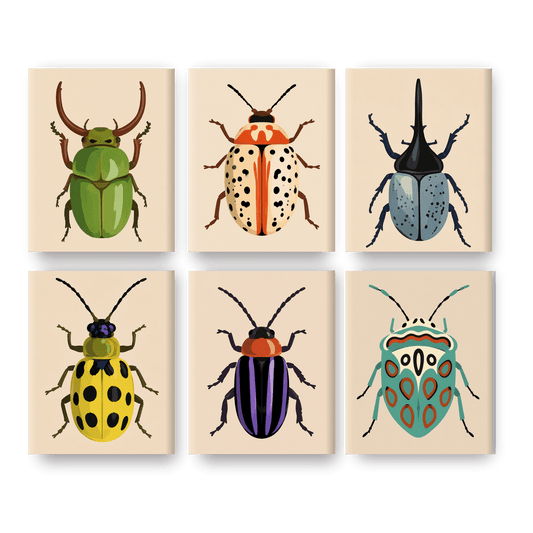 6 Mini Paintings - Beetle Collection Set - Paint by numbers