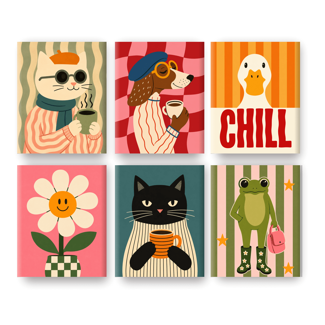 6 Mini Paintings - Chill Friends Set - Paint by numbers