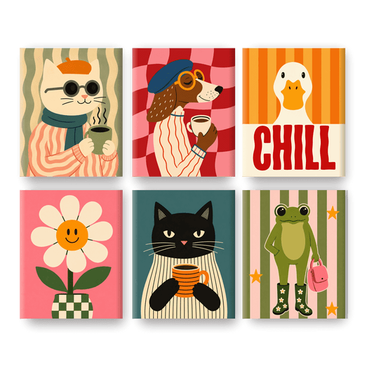 6 Mini Paintings - Chill Friends Set - Paint by numbers
