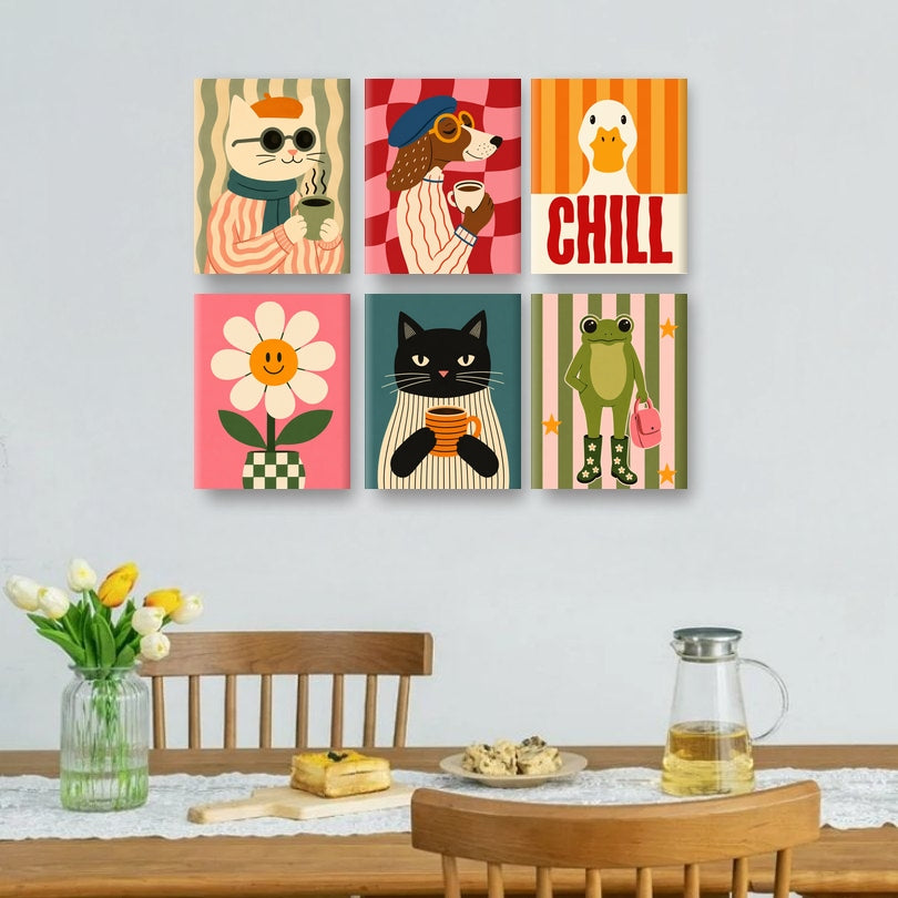 6 Mini Paintings - Chill Friends Set