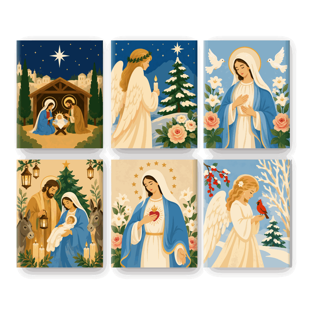 6 Mini Paintings - Christmas Grace Set - Paint by numbers