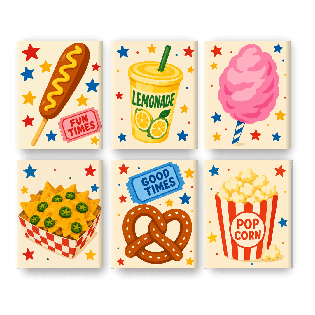 6 Mini Paintings - Festival Bites Set - Paint by numbers