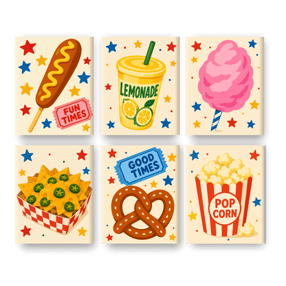 6 Mini Paintings - Festival Bites Set - Paint by numbers