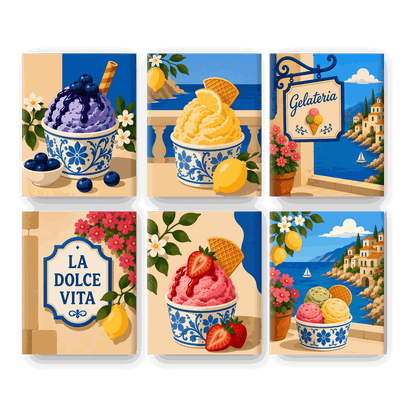 6 Mini Paintings - Gelato Escape Set - Paint by numbers