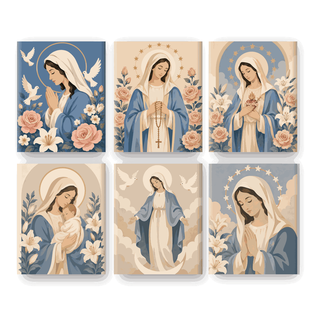 6 Mini Paintings - Grace of Mary Set - Paint by numbers