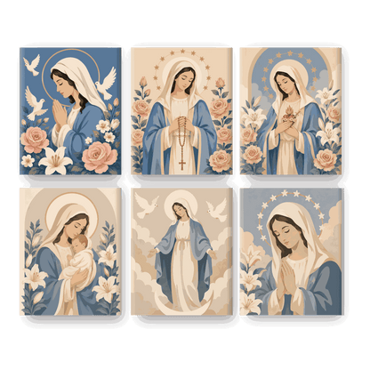 6 Mini Paintings - Grace of Mary Set - Paint by numbers
