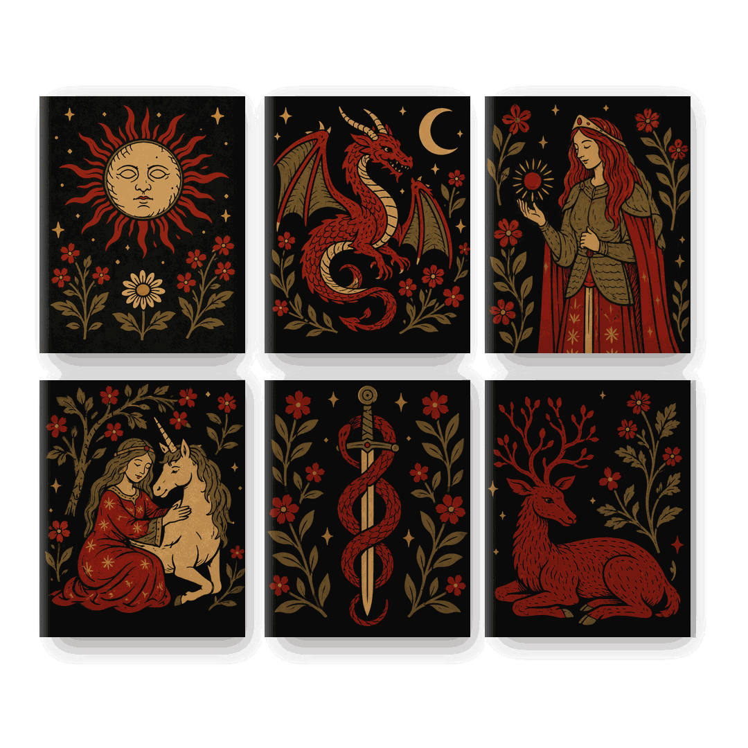 6 Mini Paintings - Medieval Magic Set - Paint by numbers