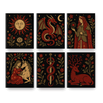 6 Mini Paintings - Medieval Magic Set - Paint by numbers