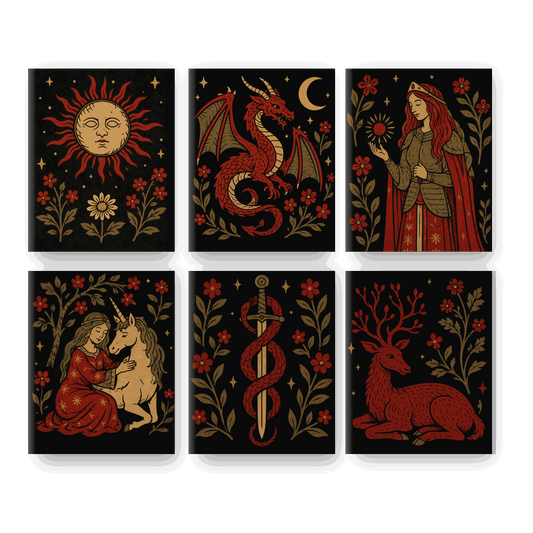 6 Mini Paintings - Medieval Magic Set - Paint by numbers