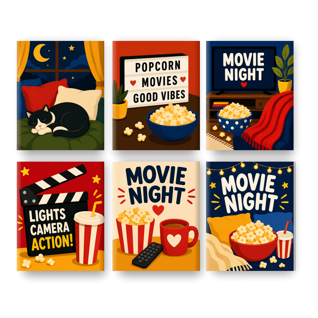 6 Mini Paintings - Movies & Chill Set - Paint by numbers