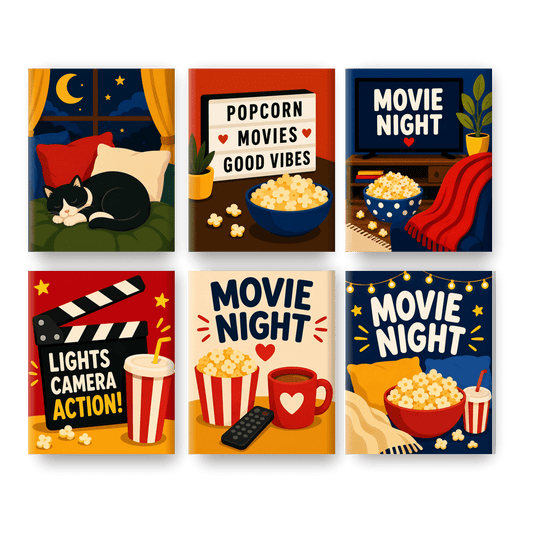 6 Mini Paintings - Movies & Chill Set - Paint by numbers