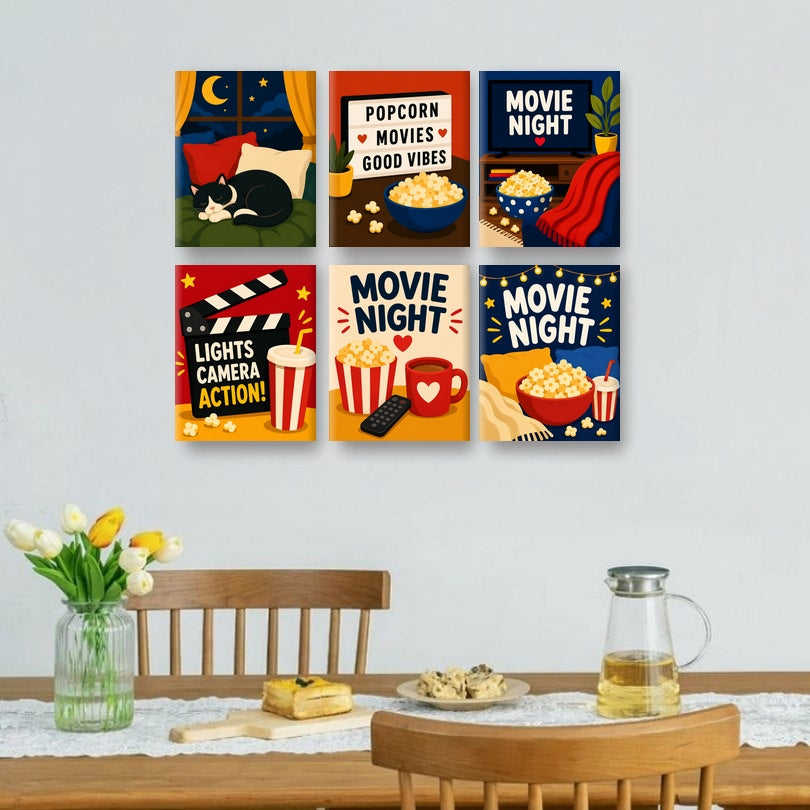 6 Mini Paintings - Movies & Chill Set