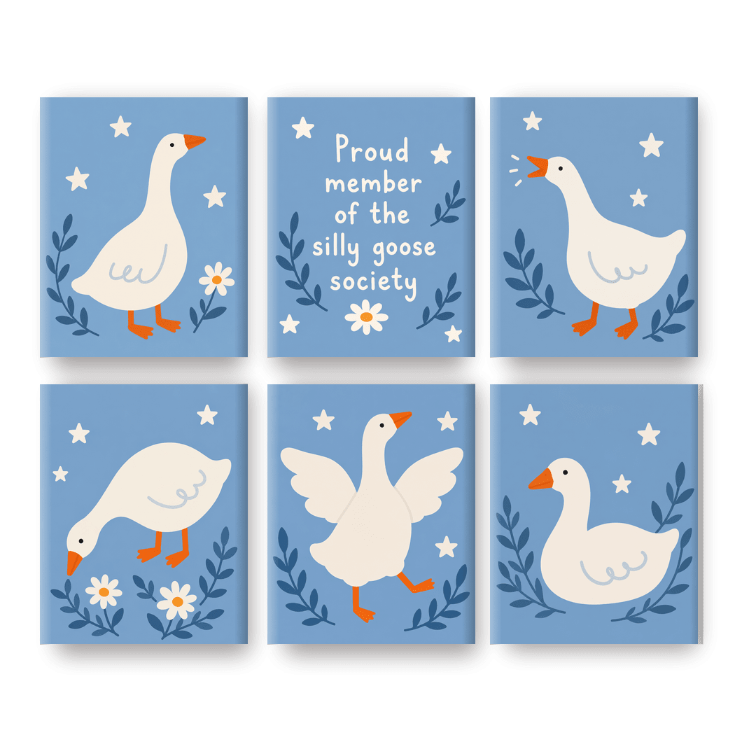 6 Mini Paintings - Silly Goose Society Set - Paint by numbers