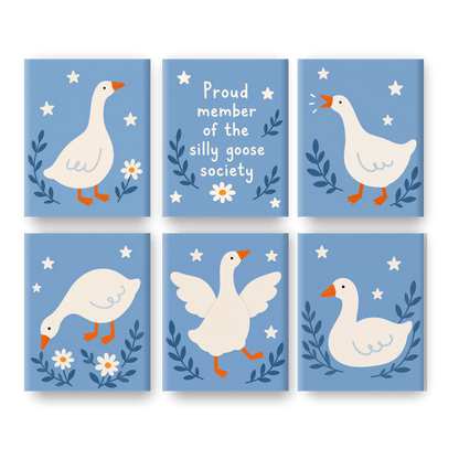 6 Mini Paintings - Silly Goose Society Set - Paint by numbers